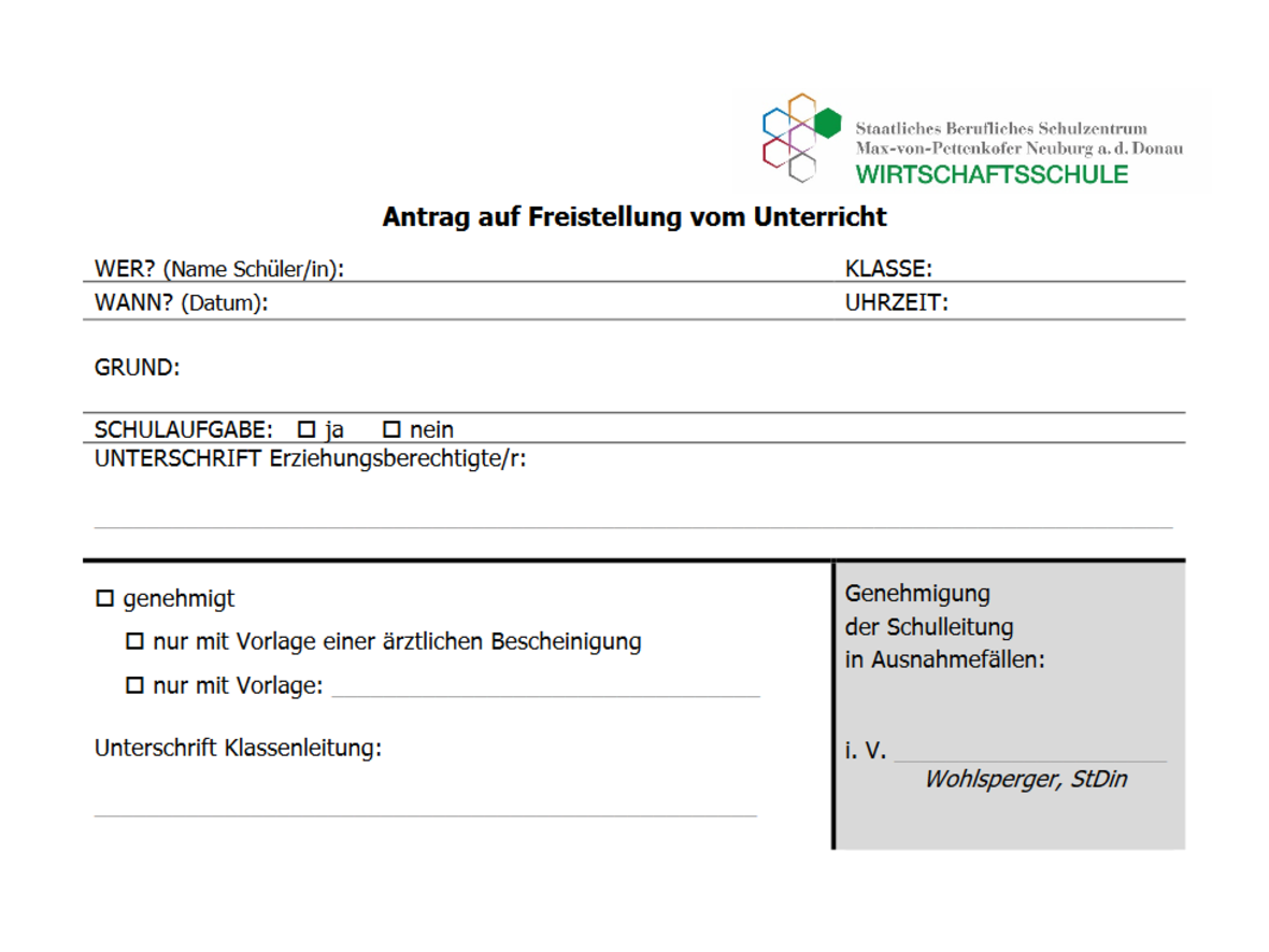 befreiungsantrag